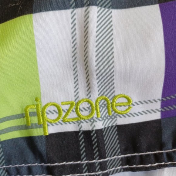 NEW! Rip zone Men’s Swim Trunks Purple/ Lime/ Black Checkered (3599 - Picture 4 of 9